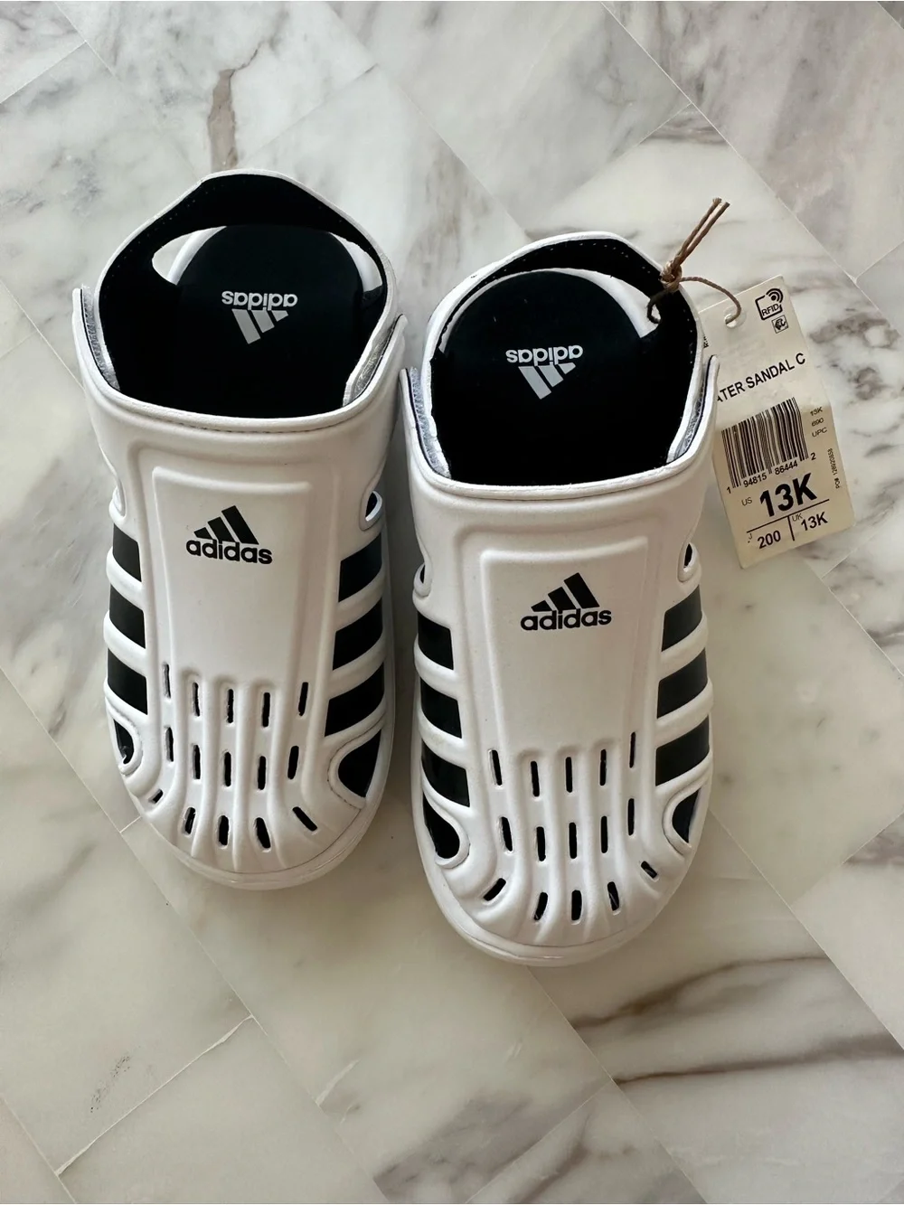 adidas Kids White and Black Water Sandals
